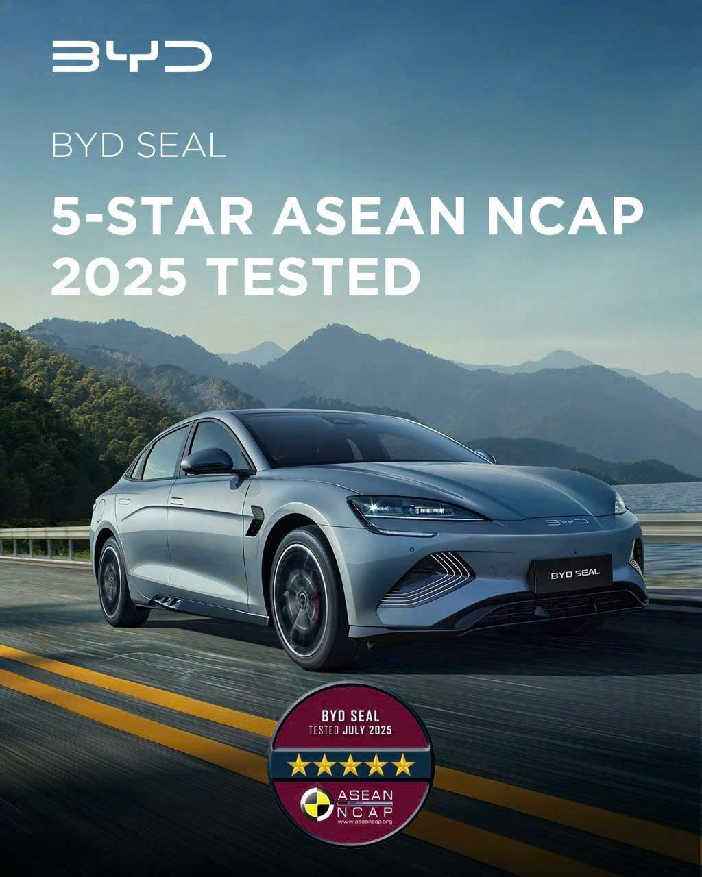 BYD SEAL – ĐẠT CHUẨN AN TOÀN 5 SAO ASEAN NCAP 2025 🎉